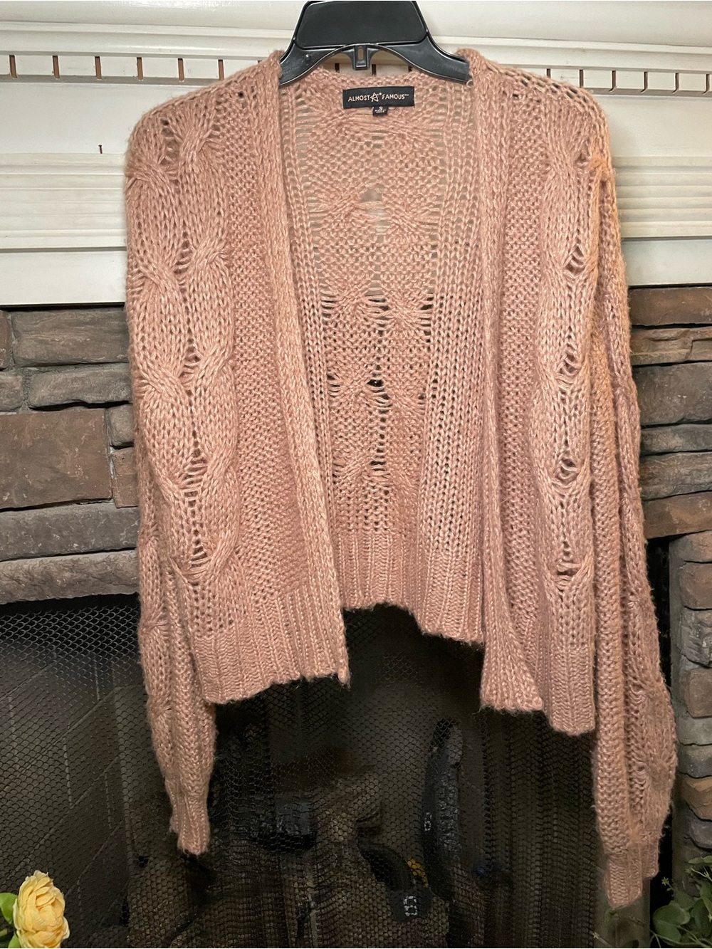 Almost Famous Blush Open-Knit Women's Cardigan Sweater